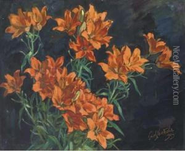 Tiger Lillies Oil Painting - Paul Nietsche