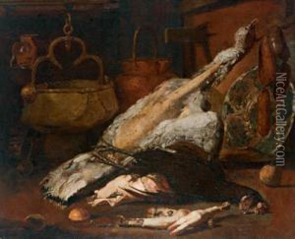 Natura Morta Di Tacchino Oil Painting - Simone Del Tintore