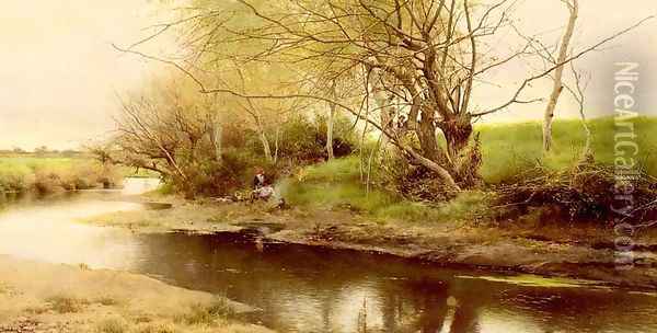 A Campfire By The River's Edge Oil Painting - Emilio Sanchez-Perrier