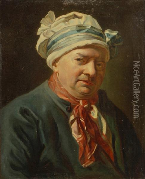 A Portrait Of A Man With A Headscarf Oil Painting - Jean-Baptiste-Simeon Chardin