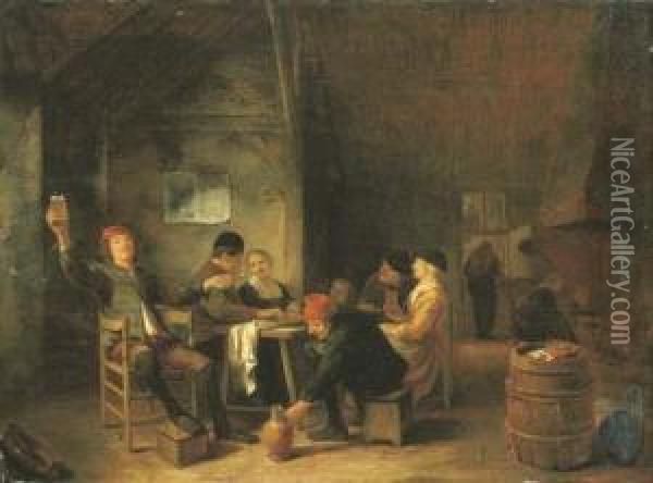 Peasants Merrymaking In A Tavern Oil Painting - Hendrick Maertensz. Sorch (see Sorgh)