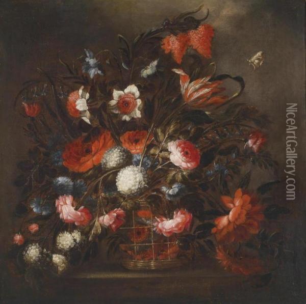 A Still Life Of Flowers Oil Painting - Jose De Arellano