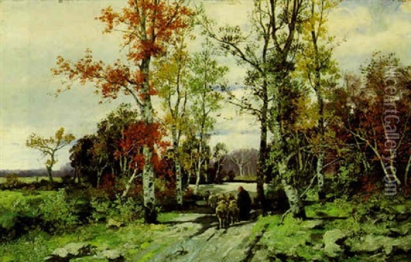Herbstanfang In Der Auvergne Oil Painting - Adolf Kaufmann