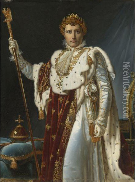 Portrait Of Napoleon In Coronation Robes Oil Painting - Baron Francois Gerard