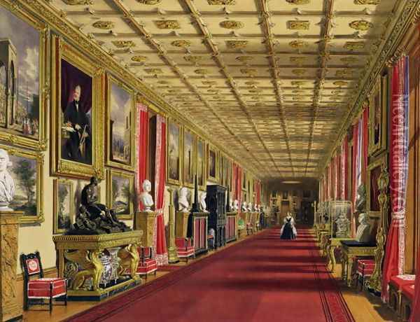 South Corridor, Windsor Castle, 1838 Oil Painting - James Baker Pyne