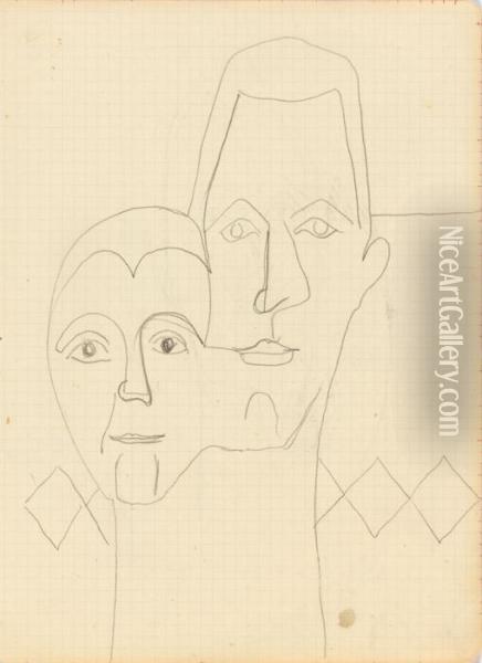 Ernst Ludwig Und Erna, Doppelbildnis Oil Painting - Ernst Ludwig Kirchner