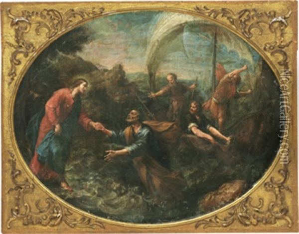 Jesus Gar Pa Vattnet Oil Painting - Filippo Lauri