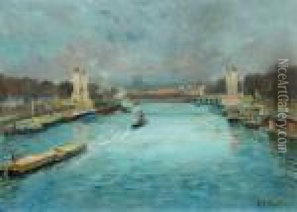Vue Du Pont Alexandre Iii, Paris Oil Painting - Elie Anatole Pavil
