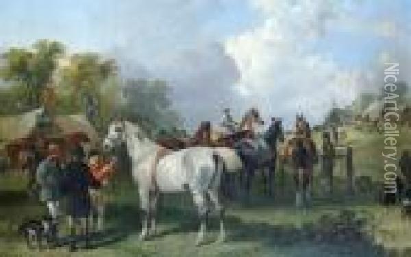 At The Horse Fair Oil Painting - Charles Waller Shayer