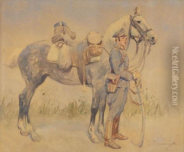 Ulan Z Koniem, 1917 R. Oil Painting - Zygmunt Rozwadowski