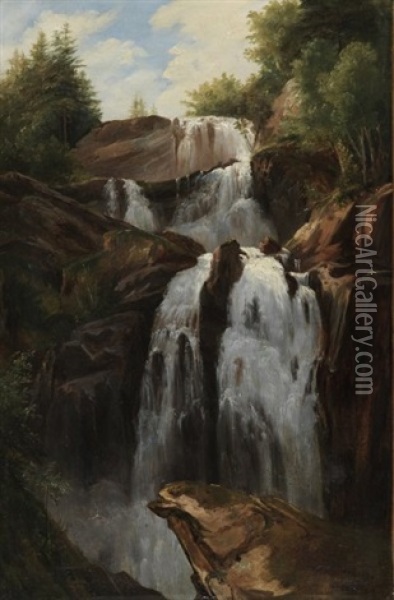Wasserfall Oil Painting - Alexandre Calame