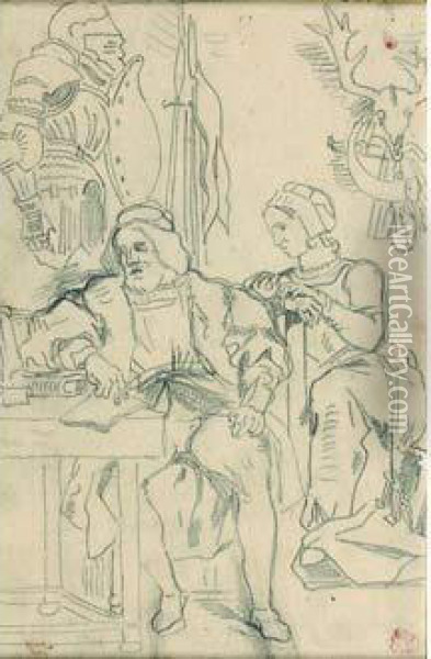 Goethe Ecrivant Ses Memoires Oil Painting - Eugene Delacroix