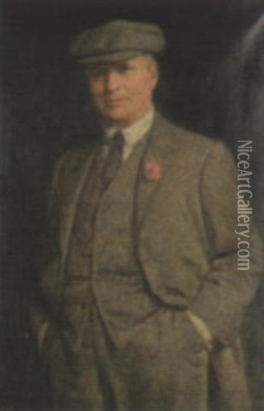 Portrait Of A Gentleman In A Flat Cap Oil Painting - John Bernard Munns