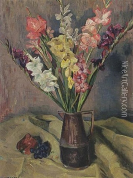 Still Life With Gladiolus Oil Painting - Han Bayens