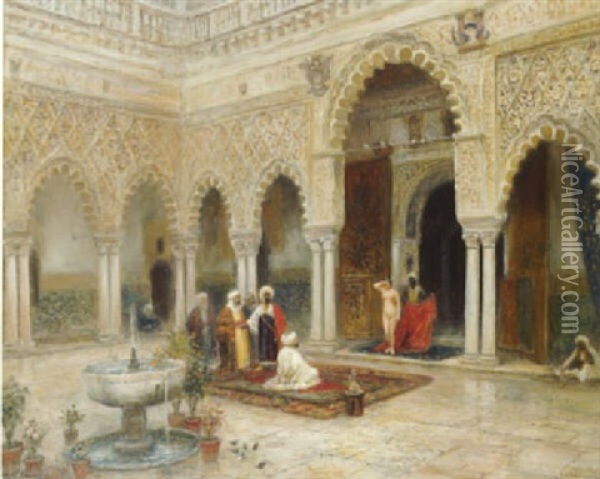Presentation D'une Esclave Au Sultan Oil Painting - Frans Wilhelm Odelmark