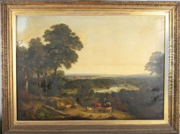 Mouth Of The River' & 'pastoral Scene Oil Painting - William Traies