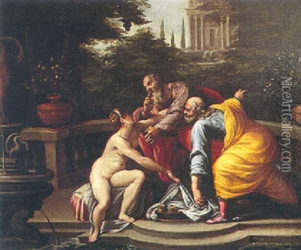 Susannah And The Elders Oil Painting - Giuseppe Cesari
