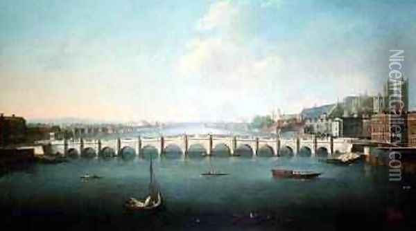 A View of the Thames at Westminster Bridge Oil Painting - Joseph Nicholls