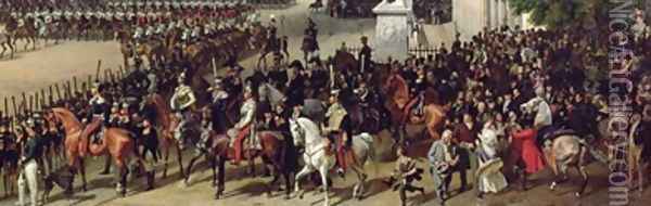 A Parade in the Operaplatz Berlin Oil Painting - Franz Kruger