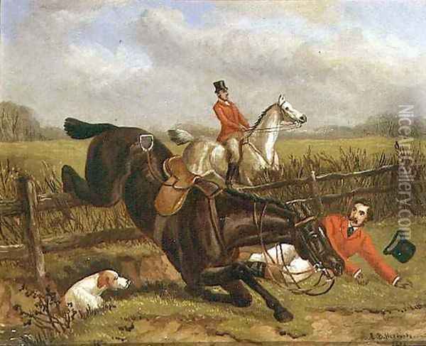 A Fall out Hunting Oil Painting - Edward Benjamin Herberte