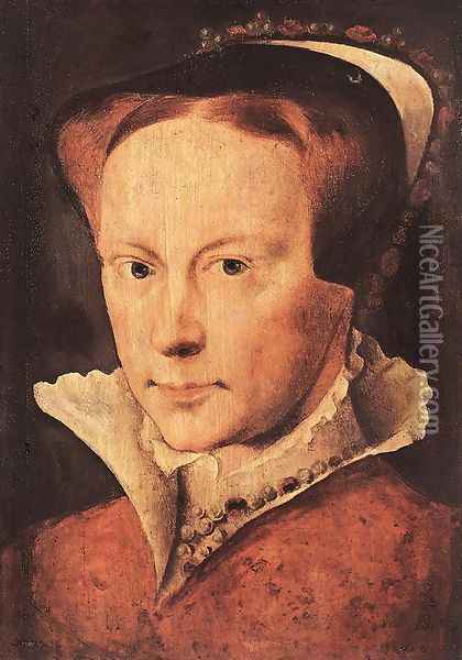 Portrait of Mary, Queen of England c. 1554 Oil Painting - Anthonis Mor Van Dashorst