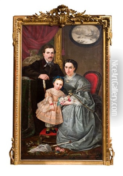 Retrato De Familia Oil Painting - Jose Gonzalvez y Martinez