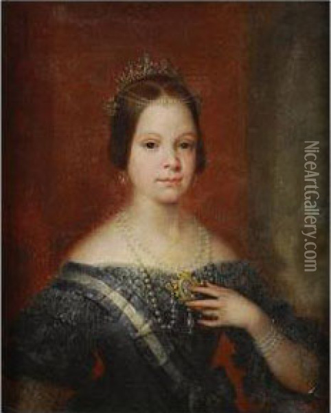 Retrato De Isabel Ii Joven Oil Painting - Jose Gutierrez de la Vega