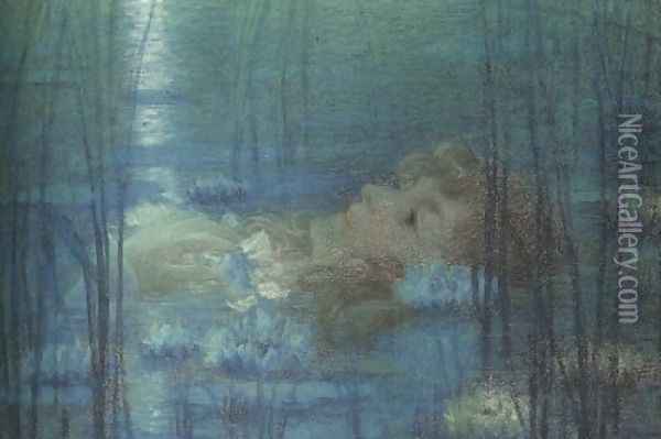 Ophelia Oil Painting - Lucien Levy-Dhurmer