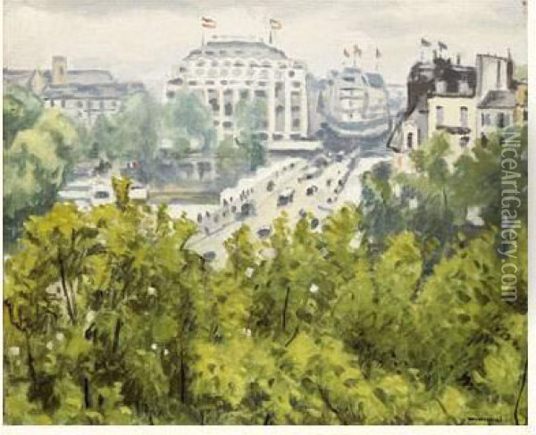 Le Pont Neuf Et La Samaritaine, Circa 1938 Oil Painting - Albert Marquet