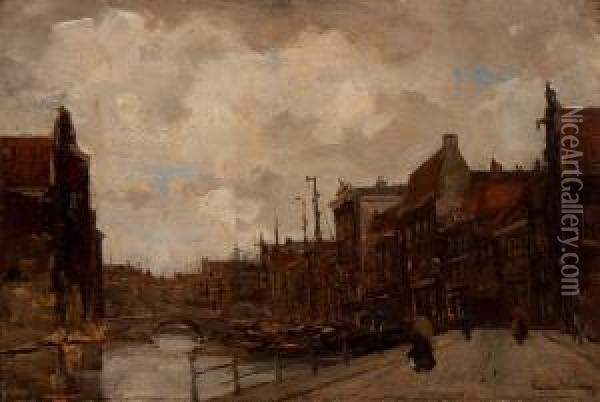View Of A Canal Oil Painting - Kees Van Waning