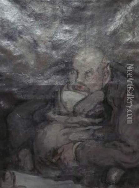 ?couple Fumant?. Oil Painting - Robert, Ernest Noir