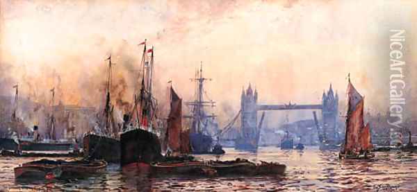 The Tower Bridge, London Oil Painting - William Harrison Scarborough
