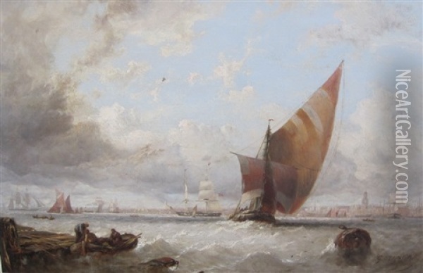 Shipping On The Thames Oil Painting - George Stainton