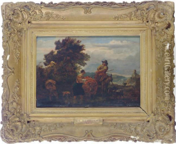 A Shepherd And Shepherdess In A Pastoral Landscape Oil Painting - Nicolaes Berchem