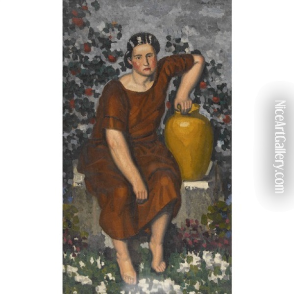 Femme Assise Avec Cruche Oil Painting -  Marcel-Lenoir (Jules Oury)