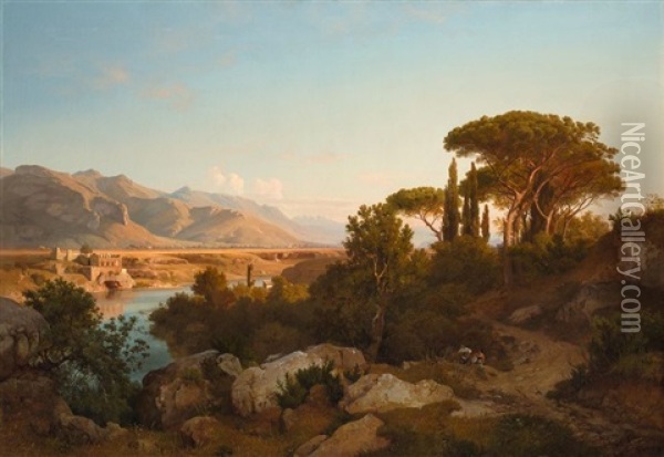 Ansicht Des Guadagna-tals Bei Palermo Oil Painting - Ludwig Heinrich Theodor (Louis) Gurlitt