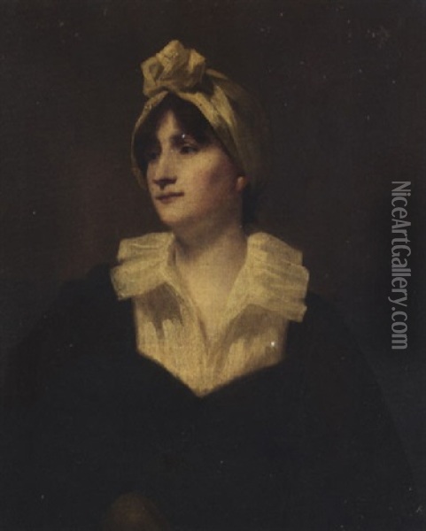 Portrait Of Susannah Robertson In A Black Dress And A White Bonnet Oil Painting - Sir Henry Raeburn