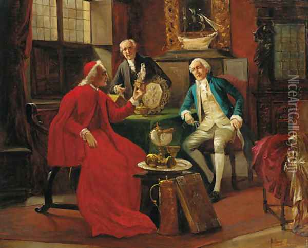 The connoisseurs Oil Painting - August Knoop