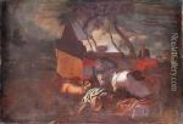 Paesaggio Con Ruderi, Contadini Ed Armenti Oil Painting - Philipp Peter Roos