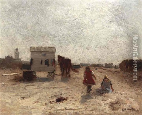 Spielende Kinder An Einem Belgischen Strand Oil Painting - Ludwig Munthe