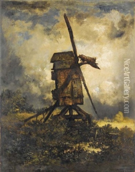 Le Moulin Abandonne Oil Painting - Leon Richet