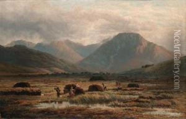 Peat Bog, Letterfrack, Connemara Oil Painting - Bartholomew Colles Watkins