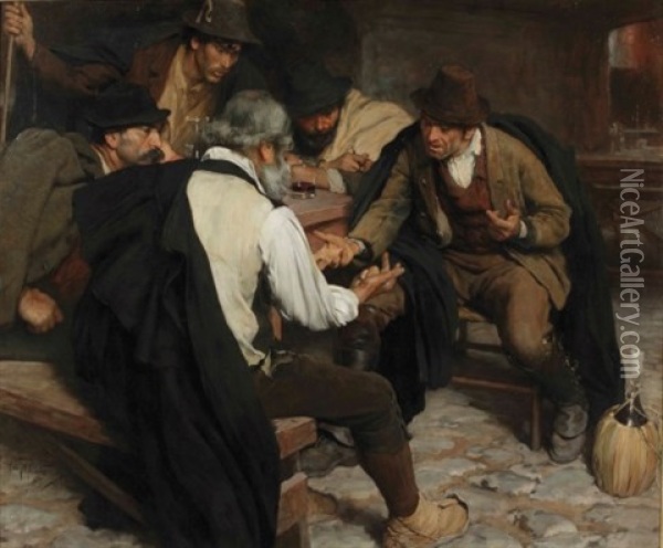 Italian Morra Players Oil Painting - Pieter Josselin de Jong