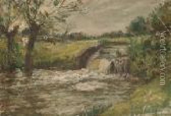 The Weir Oil Painting - William Mark Fisher