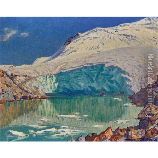 Gletschersee Am Oberen Findelengletscher Oil Painting - Waldemar Theophil Fink