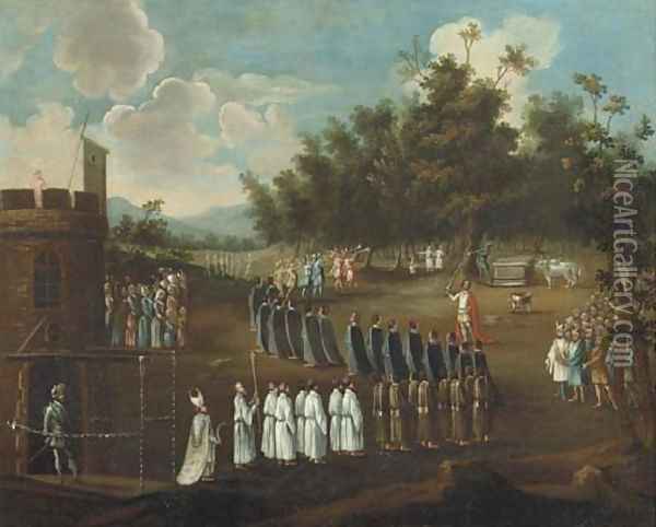 A procession of priests Oil Painting - Flemish School
