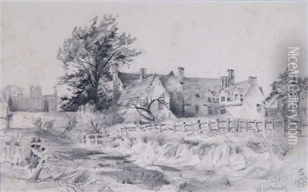 Houses At Warwick Oil Painting - John Burgess