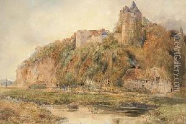 Chateau De Tancarville, Normandy Oil Painting - Frederick Whymper