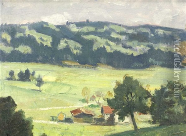 Landschaft Mit Hausern Oil Painting - Gustav Kampmann