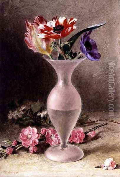 Glass vase and flowers Oil Painting - William Henry Hunt